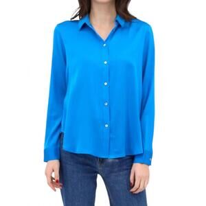 NEW NOUVELLE / SILK95FIVE monte carlo blouse in azure blue